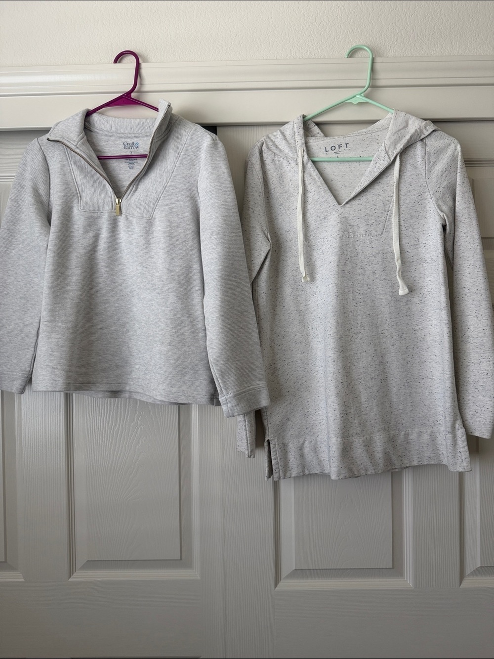 LOFT Hooded Pullover & Croft & Barrow Light Gray Quarter-Zip Top